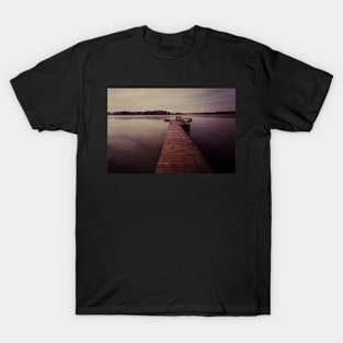 Wooden jetty on the lake at night T-Shirt